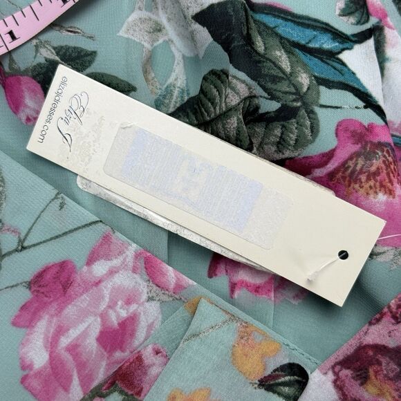 NEW Eliza J Maxi Faux Wrap Floral Dress Women 6 Chiffon Rollover Cap Sleeve - Picture 10 of 15